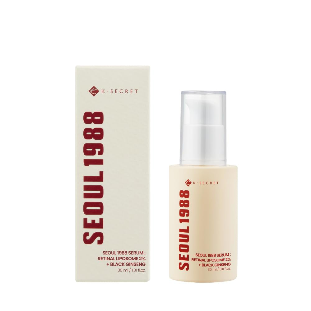KSECRET | SEOUL 1988 Serum : Retinal Liposome 2% + Black Gingeng, 30Ml/1.01Fl.Oz | 58% Black Gingeng Extract with Retinal, Bakuchiol, Vitamin C & 3 Peptides for Wrinkle Care | Korean Skincare |