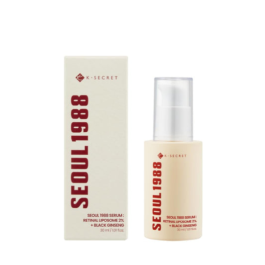 KSECRET | SEOUL 1988 Serum : Retinal Liposome 2% + Black Gingeng, 30Ml/1.01Fl.Oz | 58% Black Gingeng Extract with Retinal, Bakuchiol, Vitamin C & 3 Peptides for Wrinkle Care | Korean Skincare |