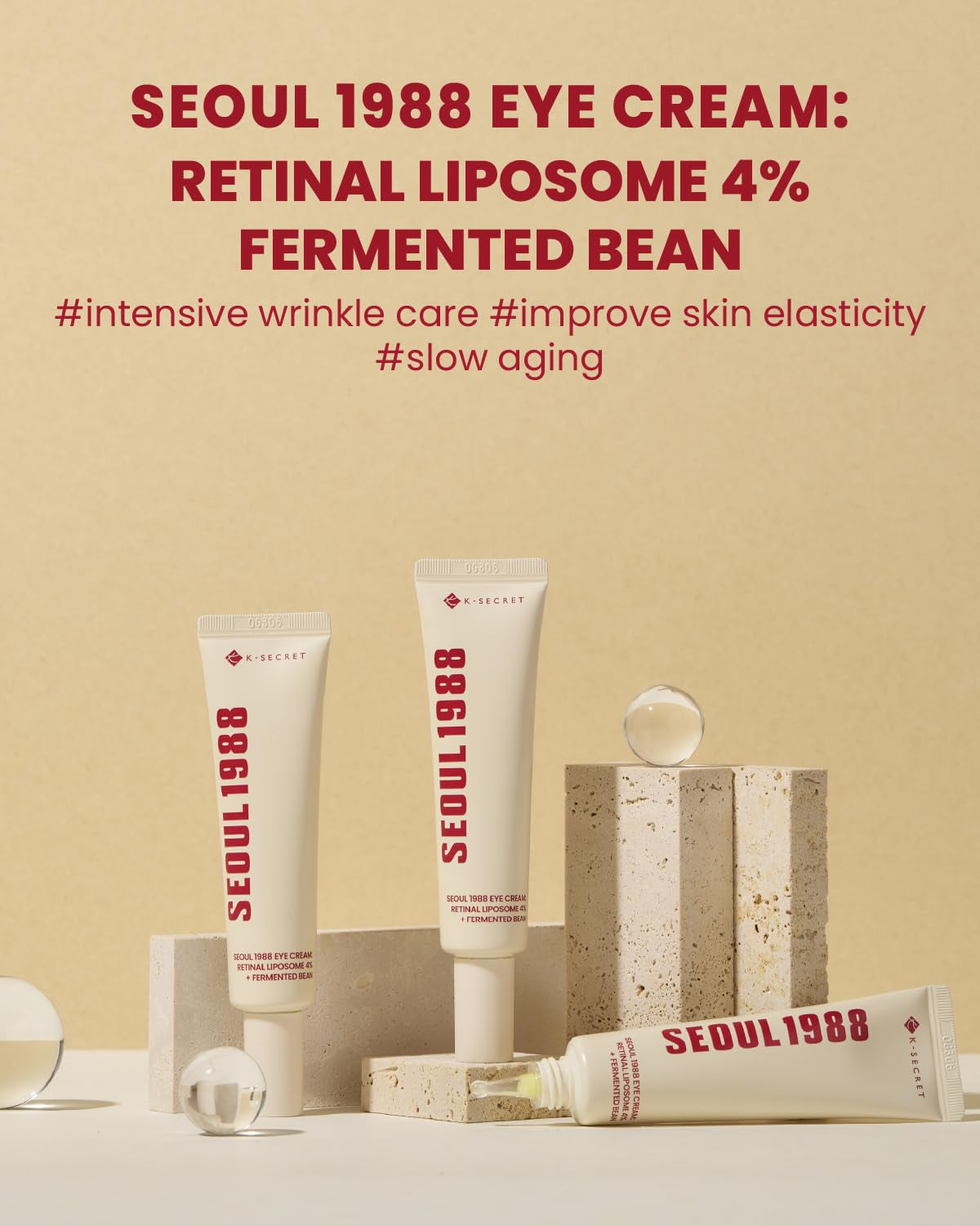 KSECRET SEOUL 1988 Eye Cream : Retinal Liposome 4% + Fermented Bean, Wrinkle Care, Anti-Aging, Skin Elasticity, Pigmentation, Retinol, 30Ml/1.01 Fl.Oz.