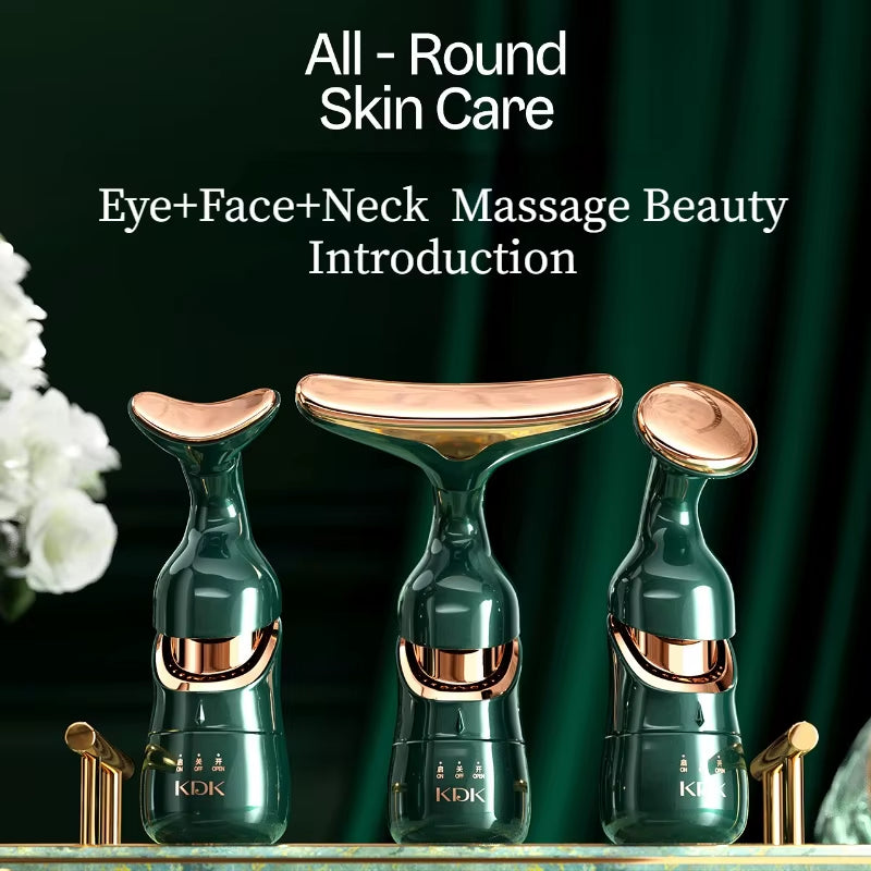 3 in 1 Facial Lifting Device Neck Eye Massage Face Slimmer EMS Beauty Skin Tightening anti Aging Facial Massager Beauty Device