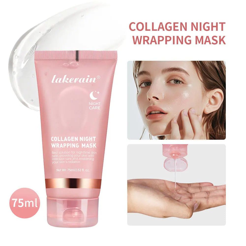 75Ml Collagen Overnight Wrapping Peel off Facial Mask Korean Collagen Night Wrapping Mask Deeply Hydrates Night Care Mask Cream