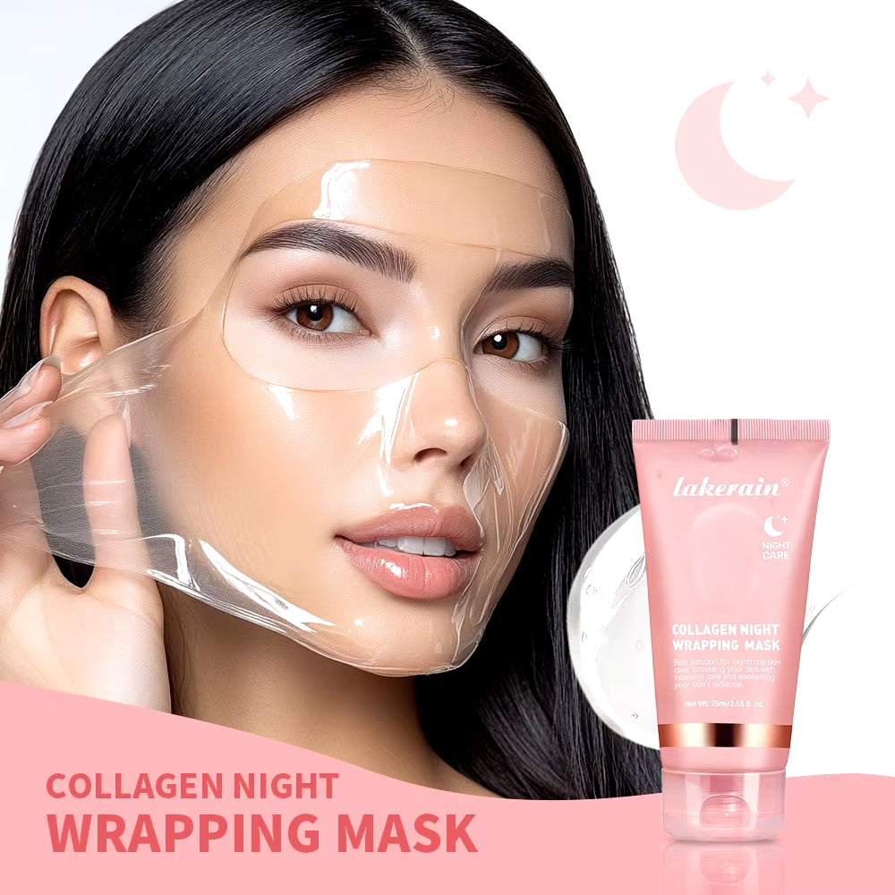 75Ml Collagen Overnight Wrapping Peel off Facial Mask Korean Collagen Night Wrapping Mask Deeply Hydrates Night Care Mask Cream